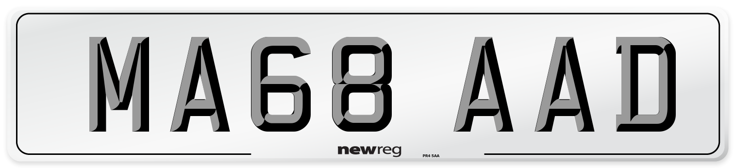 MA68 AAD Number Plate from New Reg